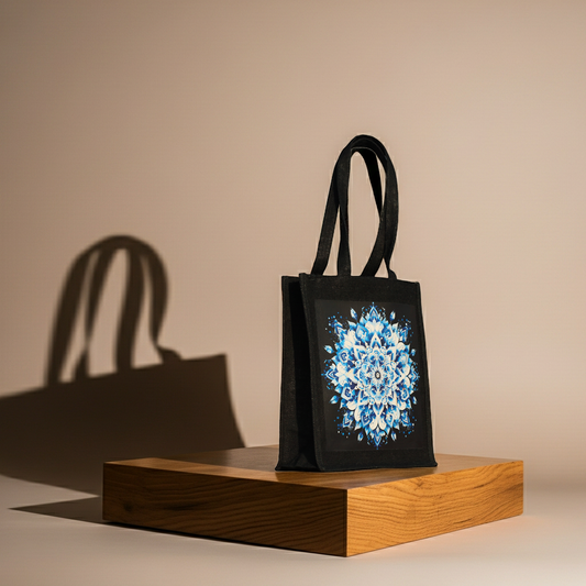 Celestial Bloom Jute Tote